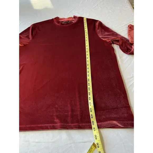 ASOS Long Sleeve 3X Velvet Blouse Top Pink/ Red Holiday Basic Minimal - Picture 6 of 7